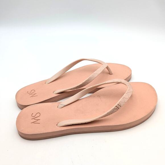 Stuart Weitzman Embossed Flip Flop Sandals Women's Pink Size US10 EU41 - Picture 4 of 11